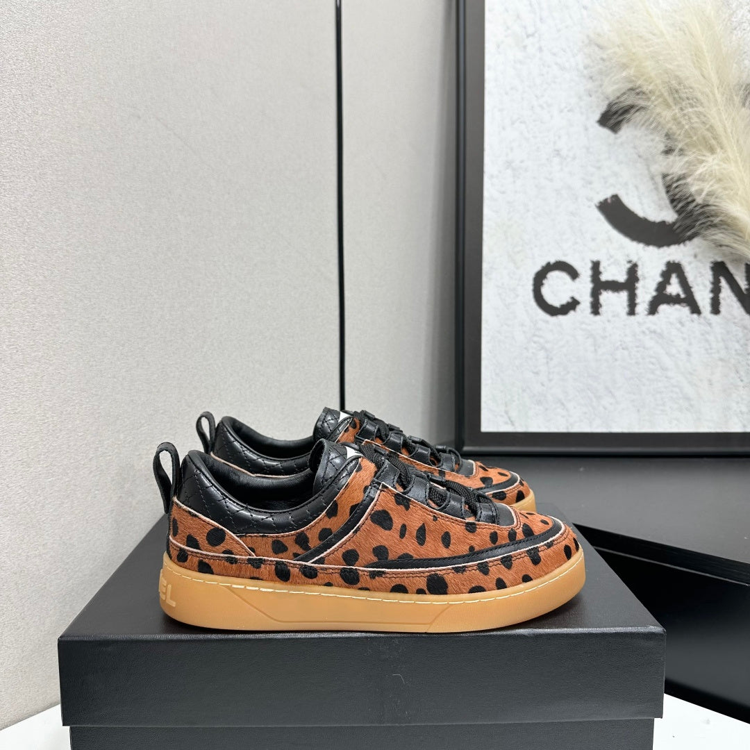 CC 26s Cheetah Gum Sole Sneakers Brown Black Pony Hair 145700