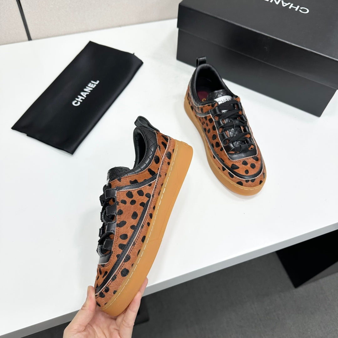 CC 26s Cheetah Gum Sole Sneakers Brown Black Pony Hair 145700
