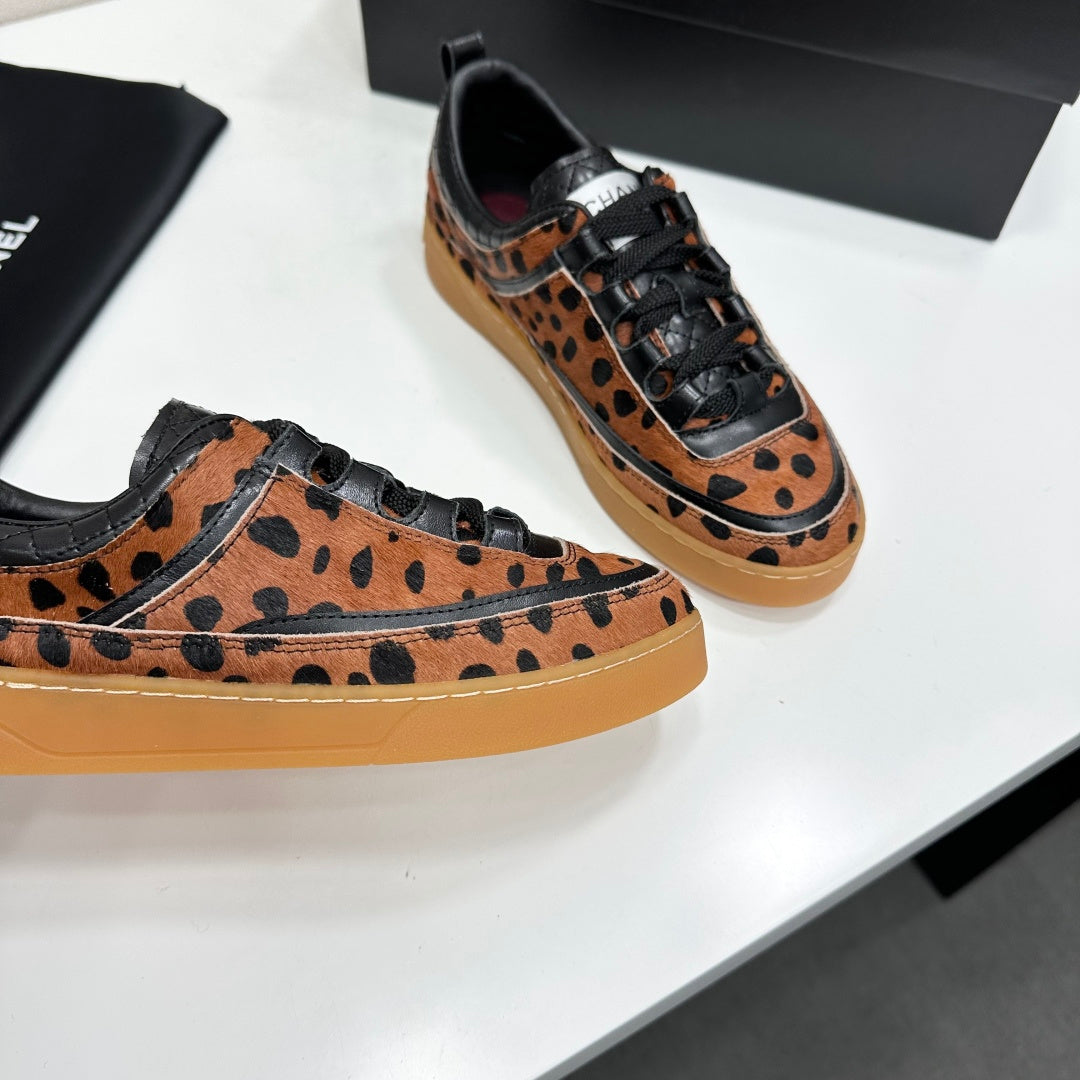 CC 26s Cheetah Gum Sole Sneakers Brown Black Pony Hair 145700