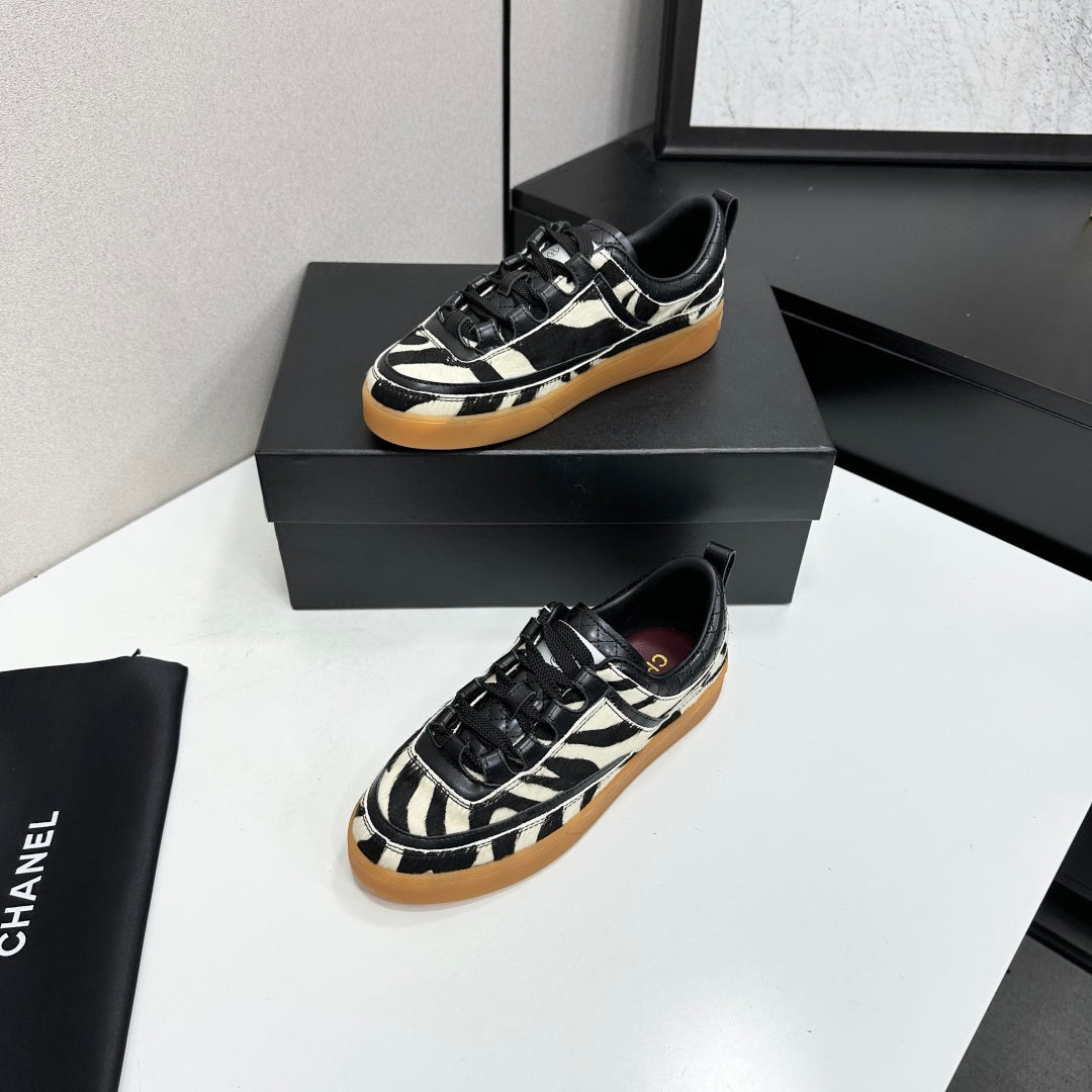 CC 26s Zebra Gum Sole Sneakers Black White Pony Hair 145701