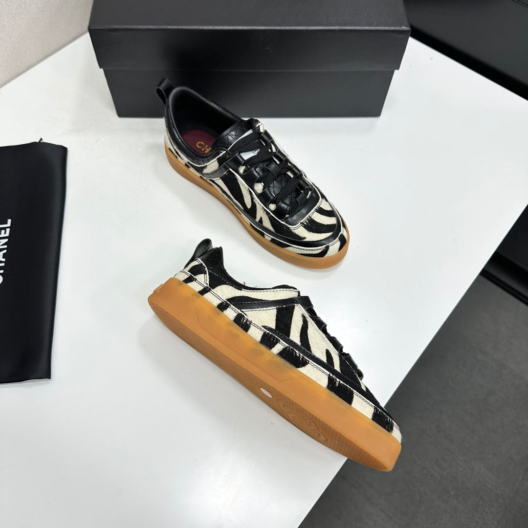 CC 26s Zebra Gum Sole Sneakers Black White Pony Hair 145701