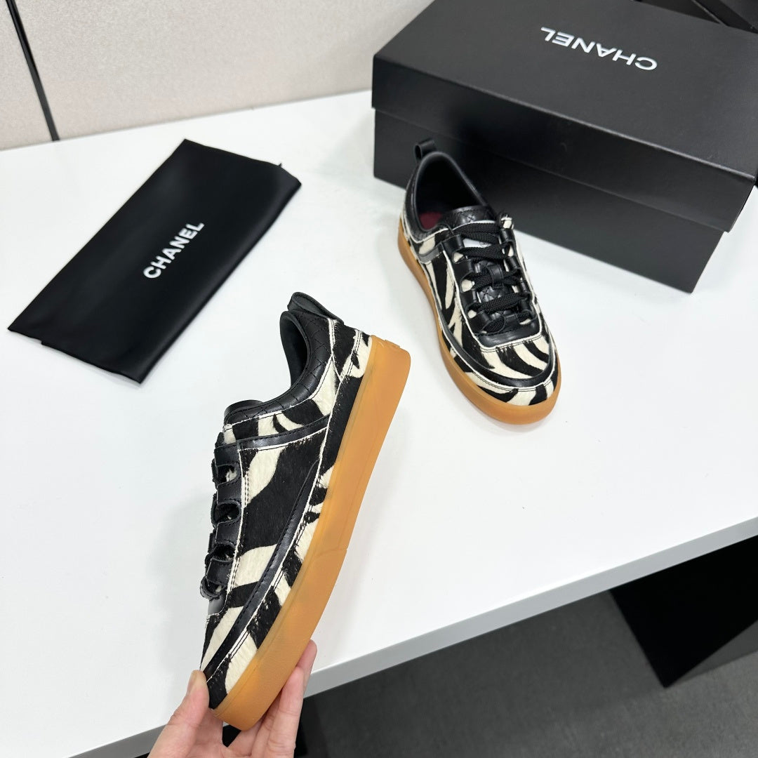 CC 26s Zebra Gum Sole Sneakers Black White Pony Hair 145701