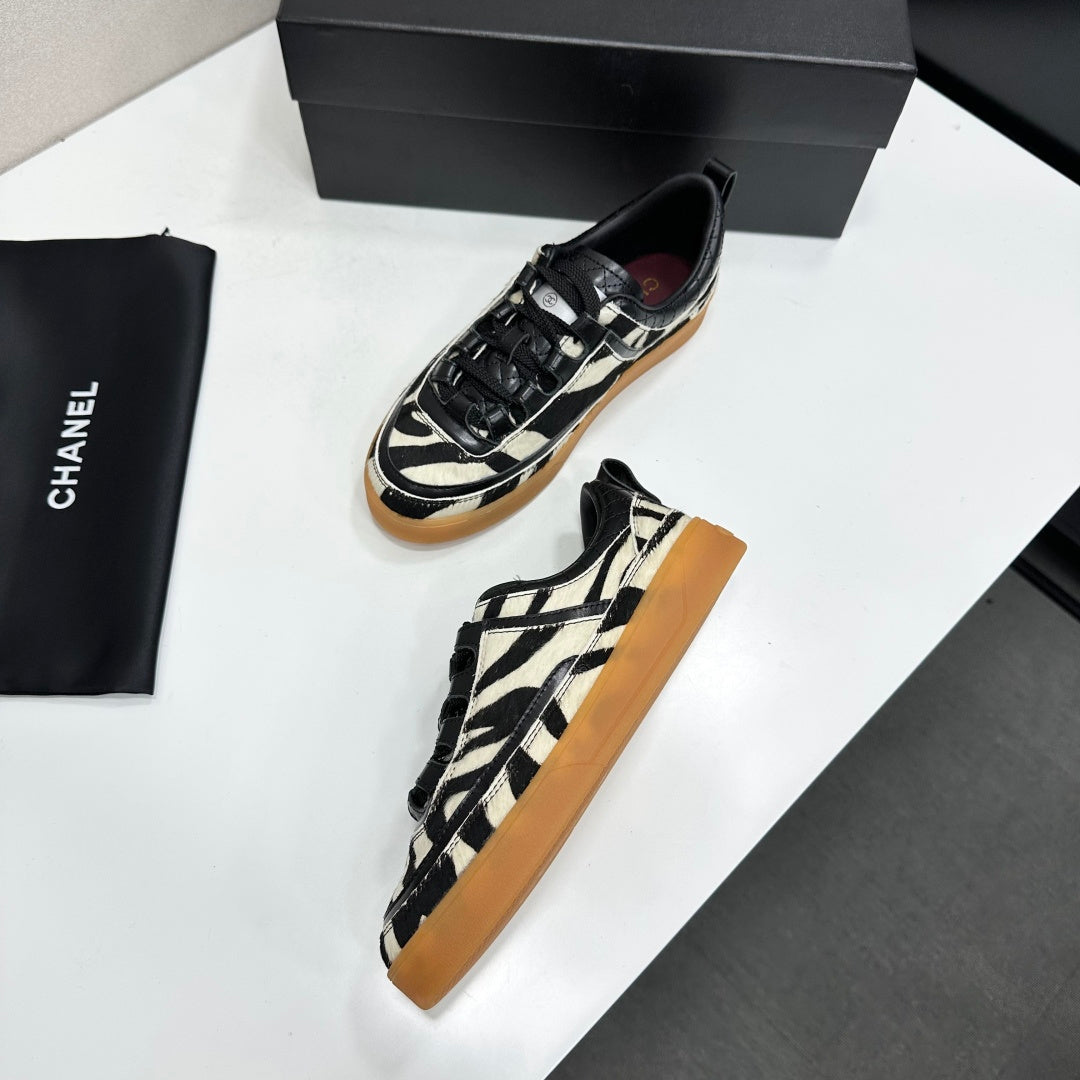 CC 26s Zebra Gum Sole Sneakers Black White Pony Hair 145701