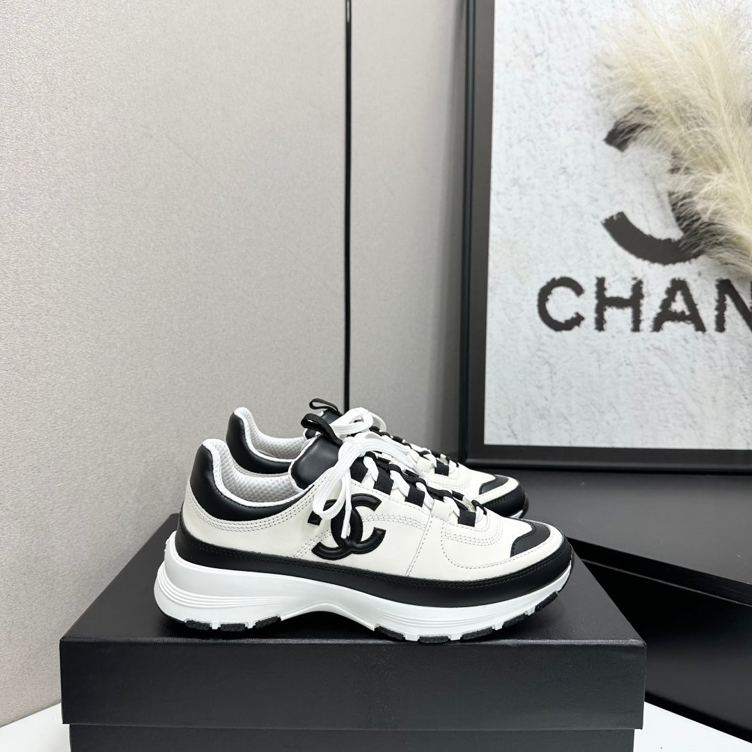 CC 26s Colorblock Platform Sneakers White Black Leather 145702