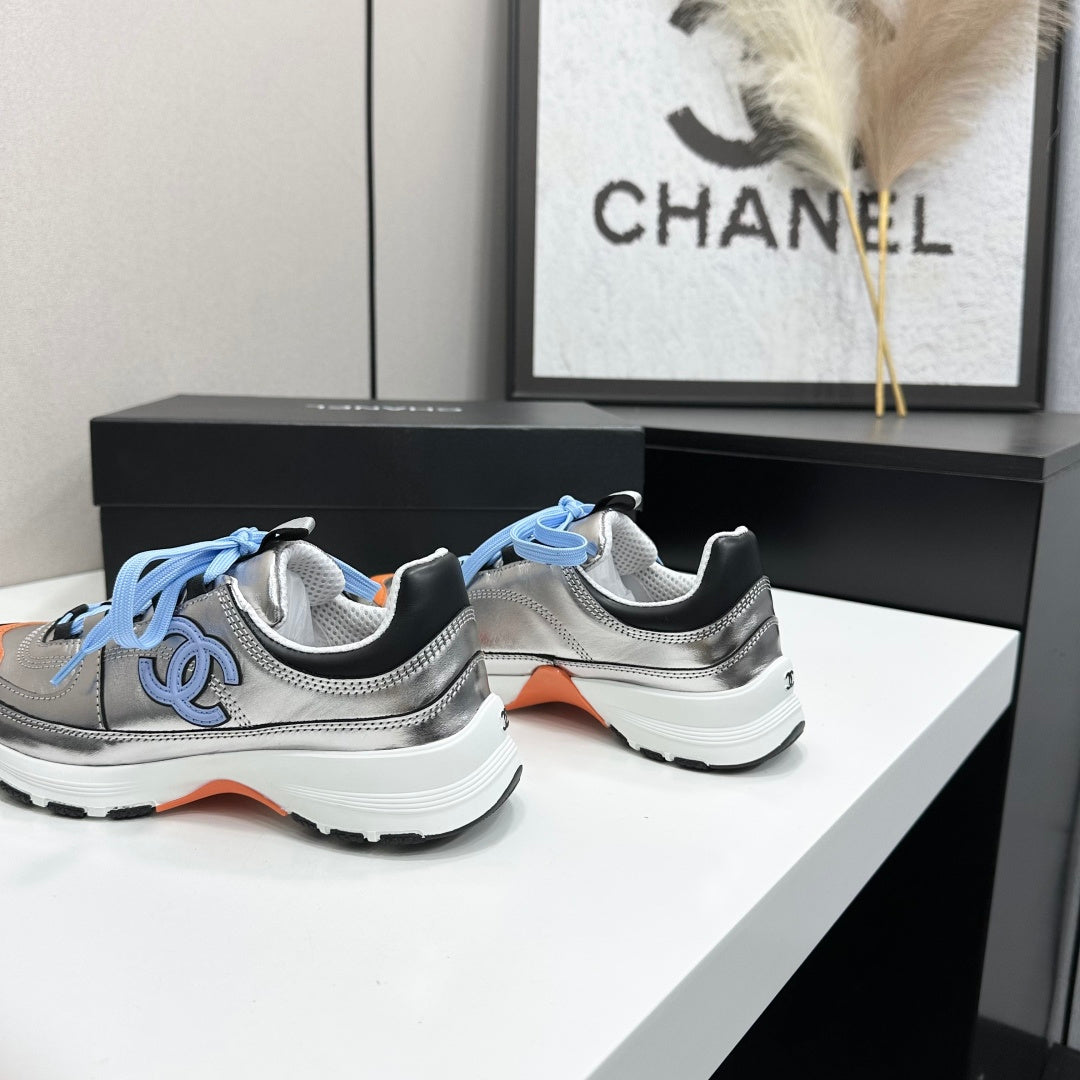 CC 26s Metallic Platform Sneakers Silver Orange Leather 145705