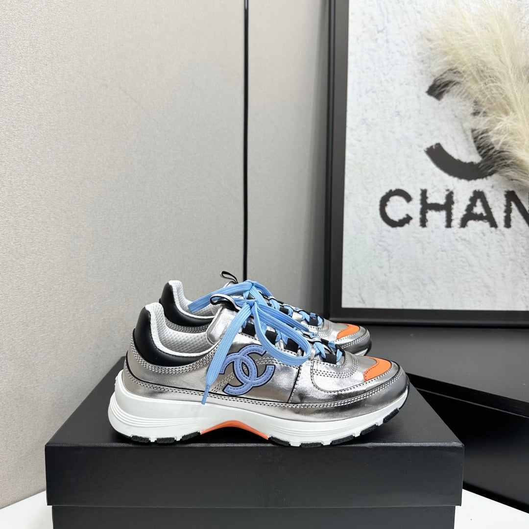 CC 26s Metallic Platform Sneakers Silver Orange Leather 145705