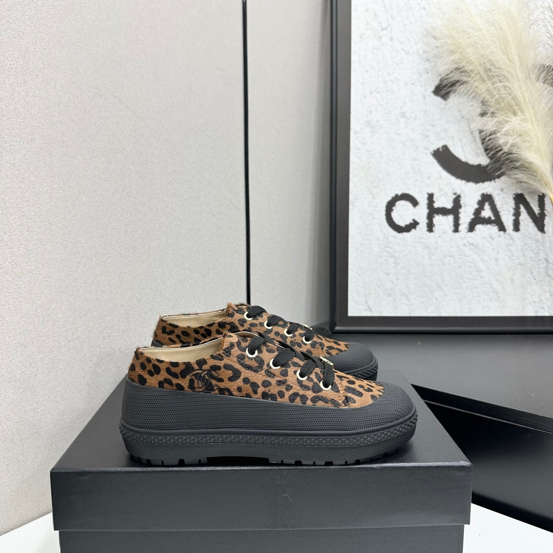 CC 26s Leopard Platform Sneakers Brown Black Pony Hair 145707