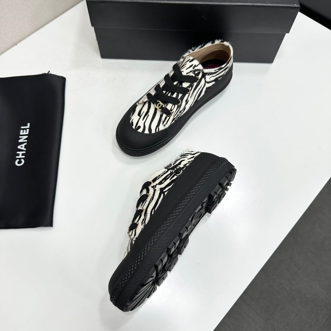 CC 26s Zebra Platform Sneakers Black White Pony Hair 996787