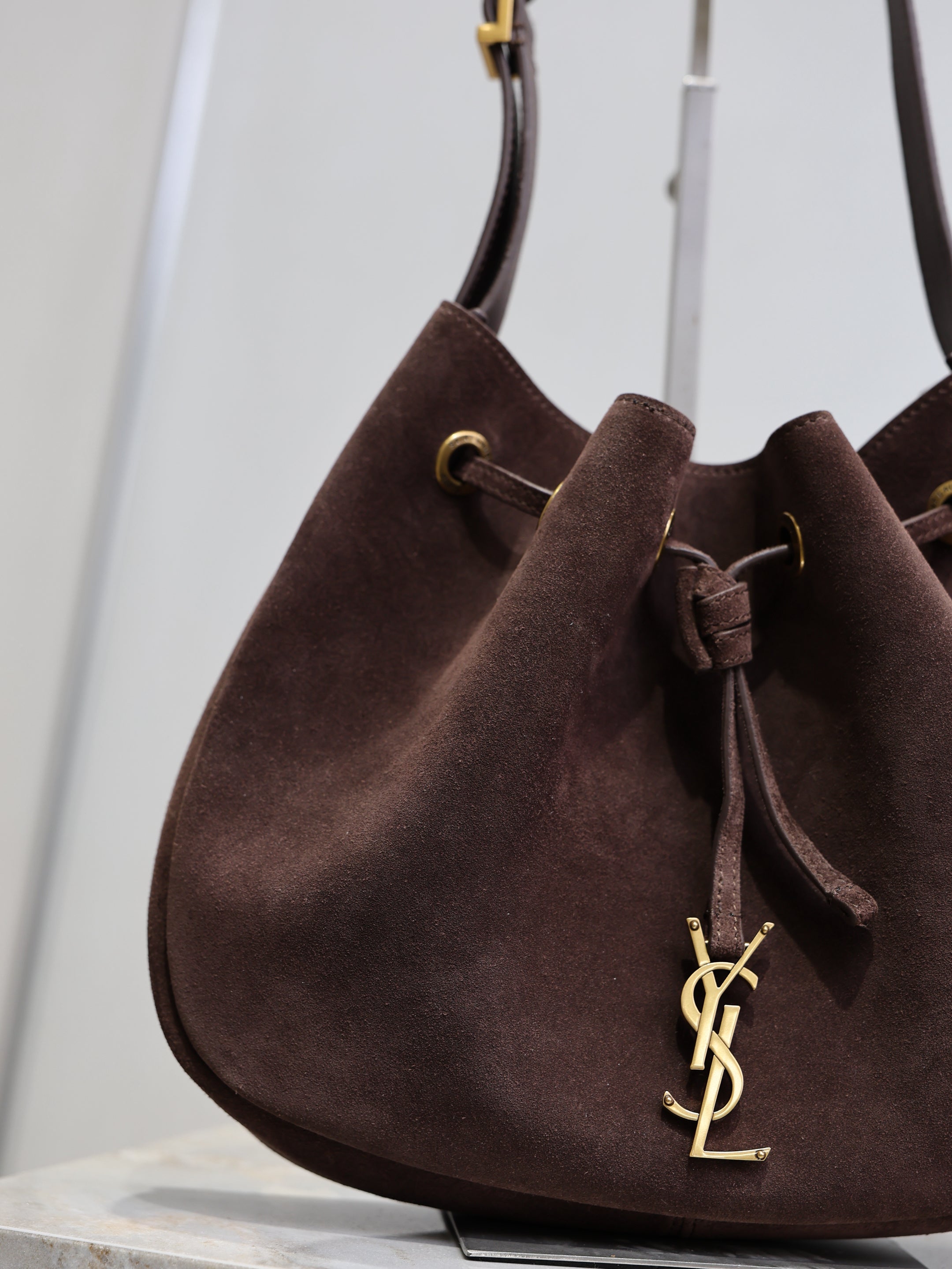 YSL Paris VII Hobo Bag Dark Brown Suede