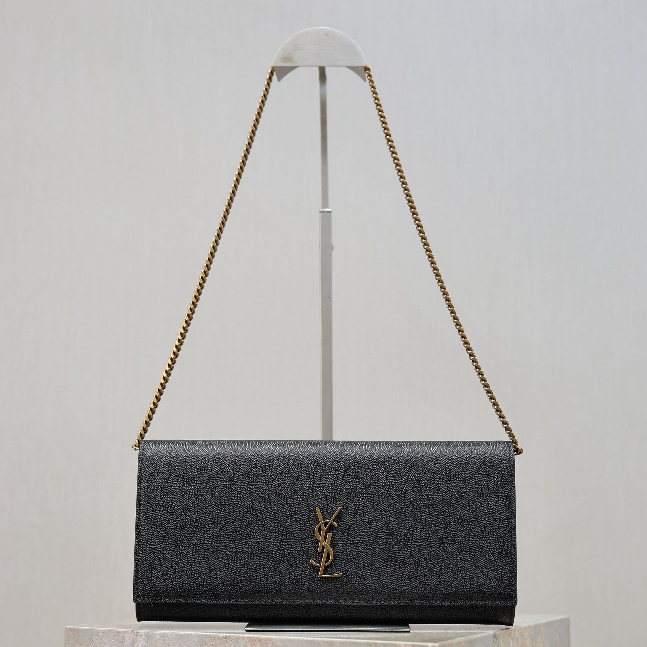 YSL Kate Clutch Bag Black Caviar Leather