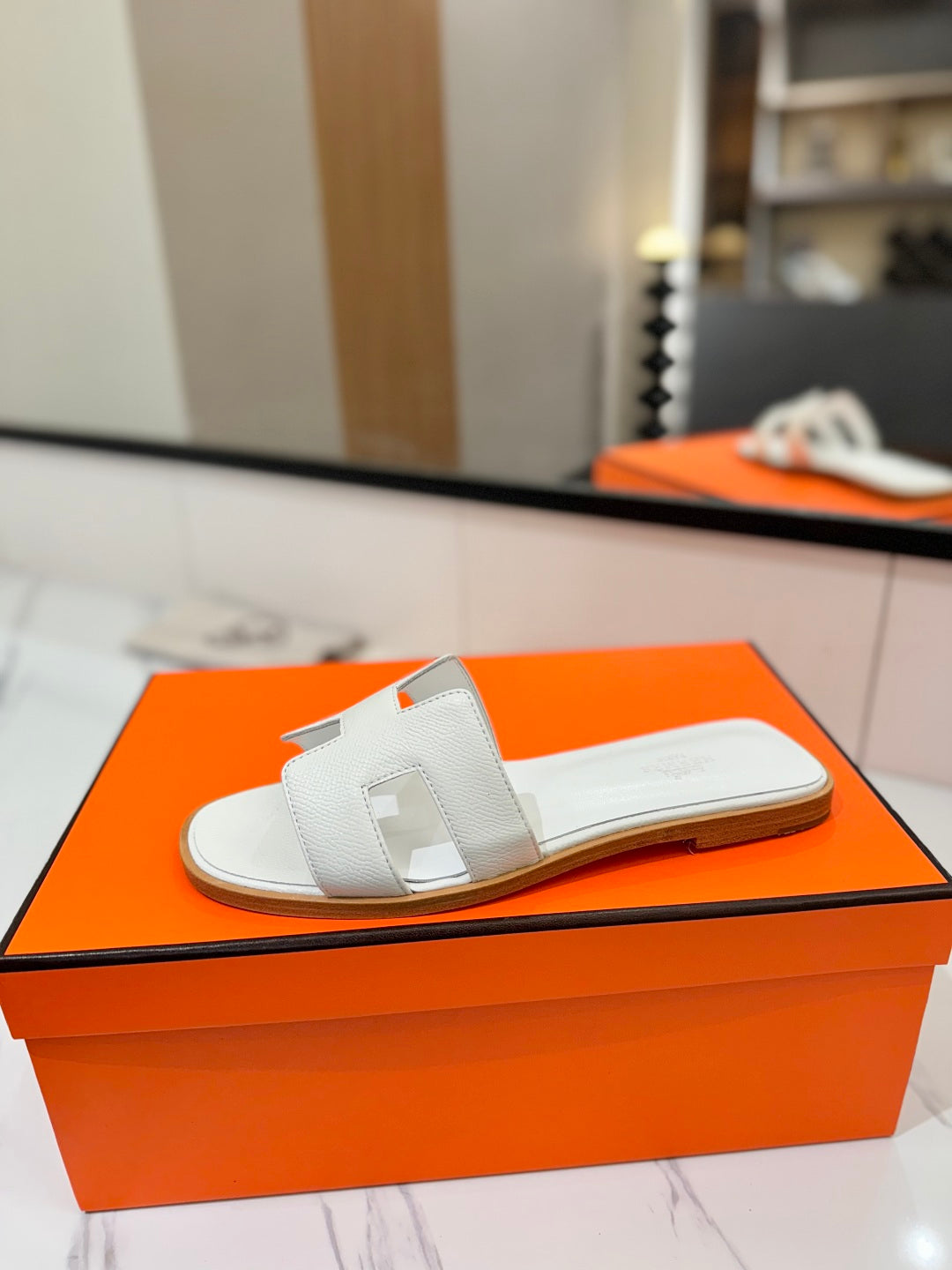 HM Oran Sandal White Goatskin 294863
