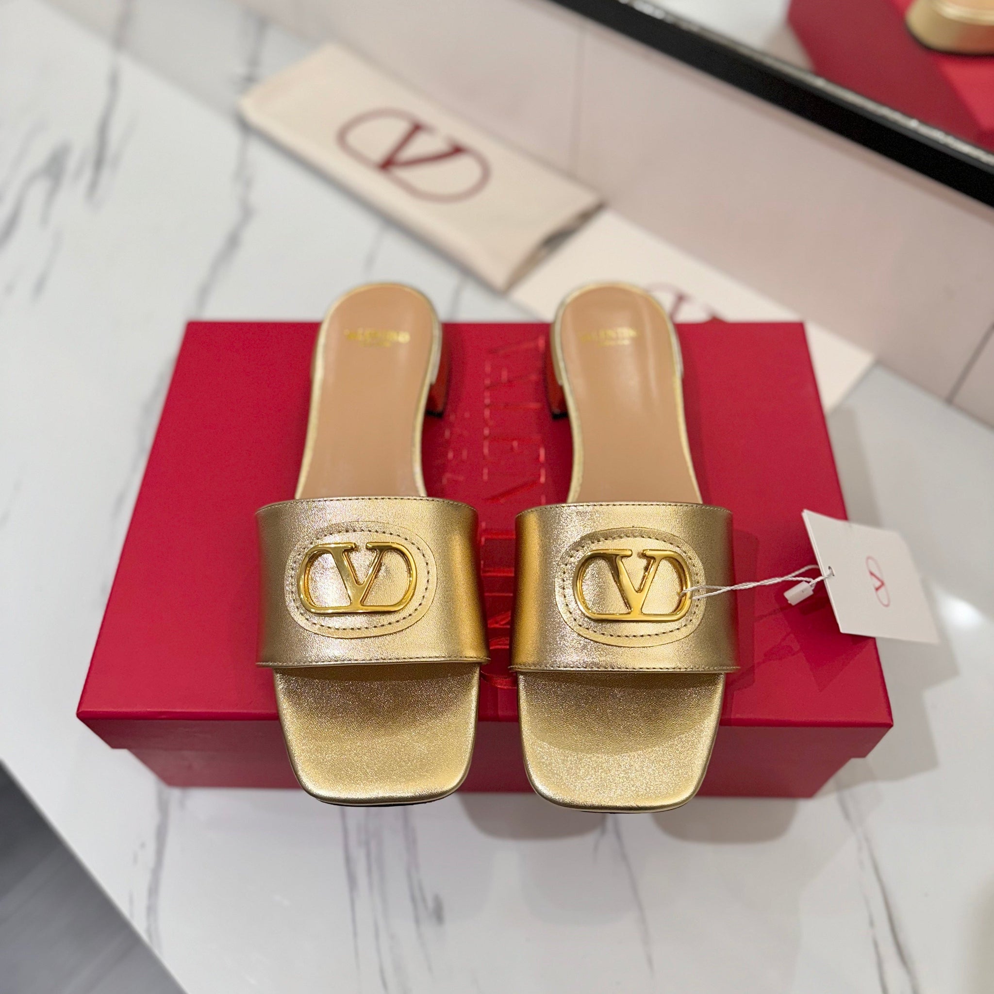 Valentino 26s Sandals Gold Smooth Calfskin With Gold Hardware