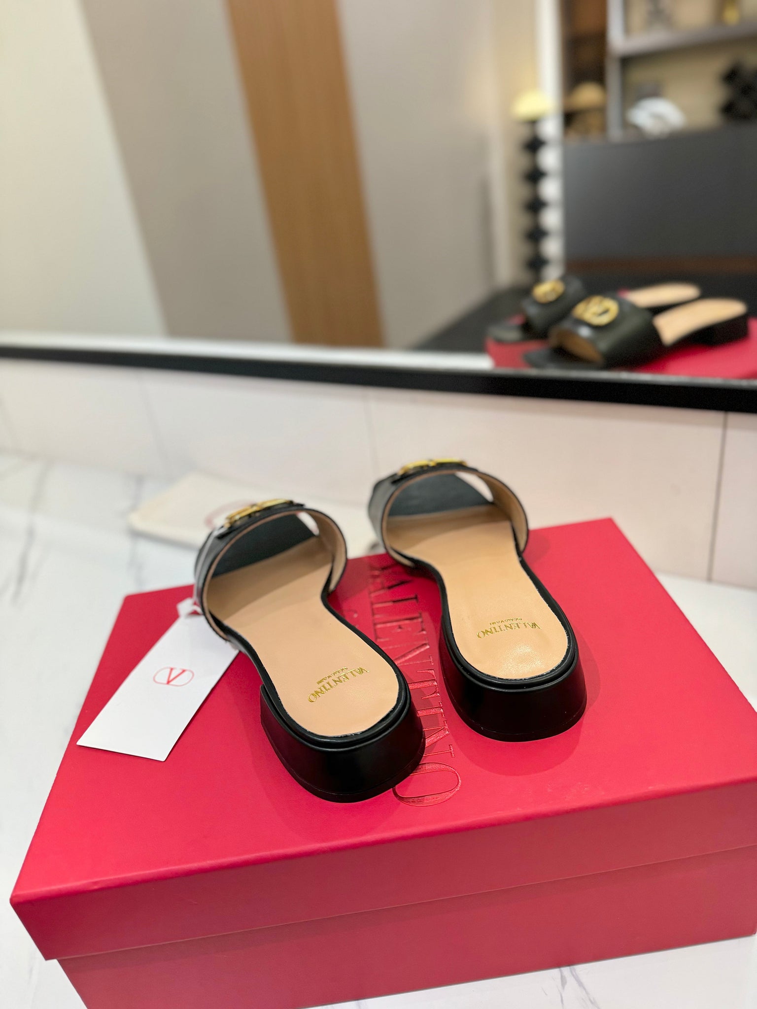 Valentino 26s Sandals Black Smooth Calfskin With Gold Hardware