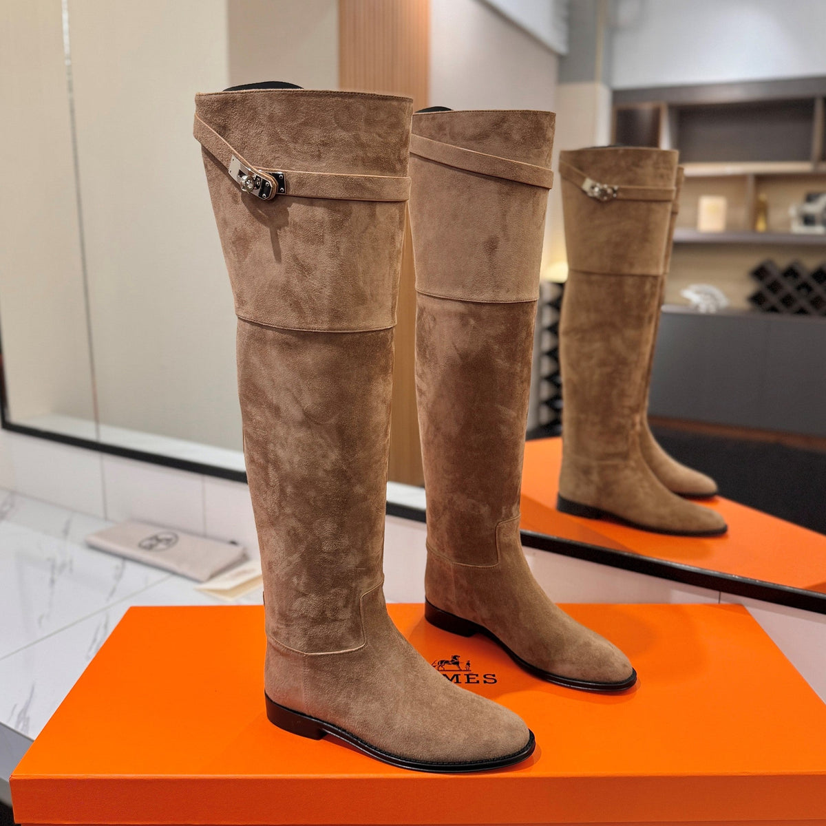 HM 26s Kelly Over the Knee Boots Taupe Suede 145100