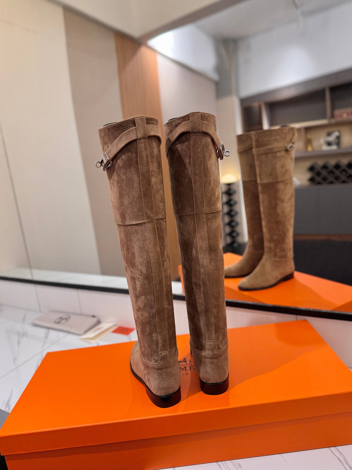 HM 26s Kelly Over the Knee Boots Taupe Suede 145100