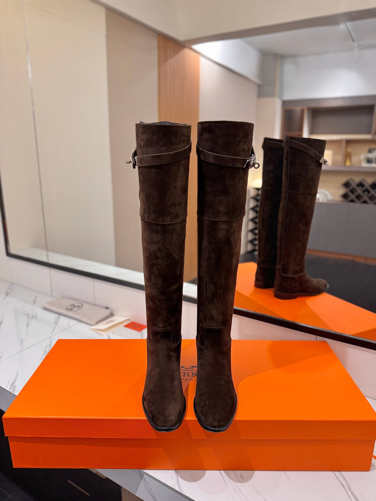 HM 26s Kelly Over the Knee Boots Brown Brown Suede 145102