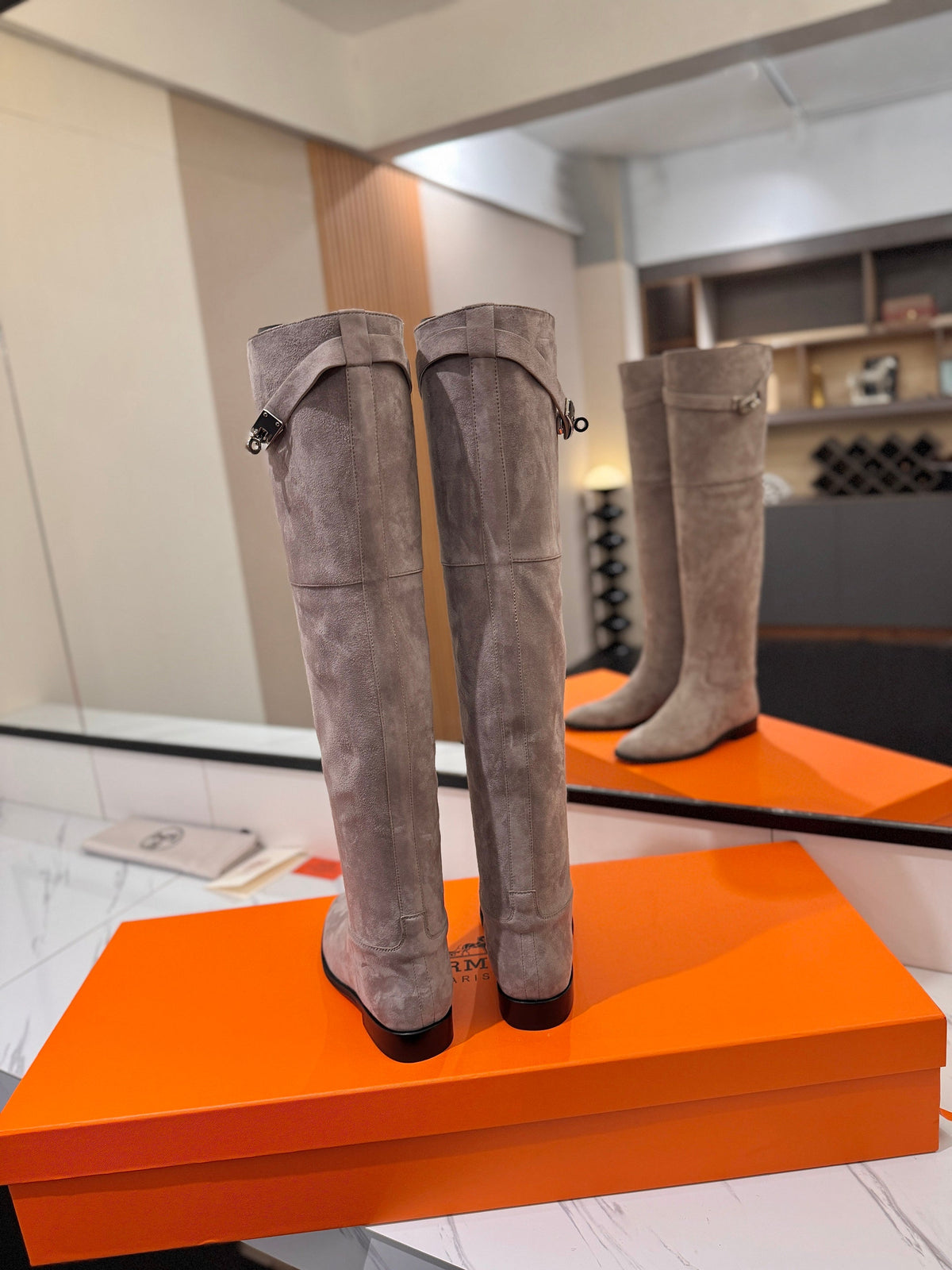 HM 26s Kelly Over the Knee Boots Grey Grey Suede 145103