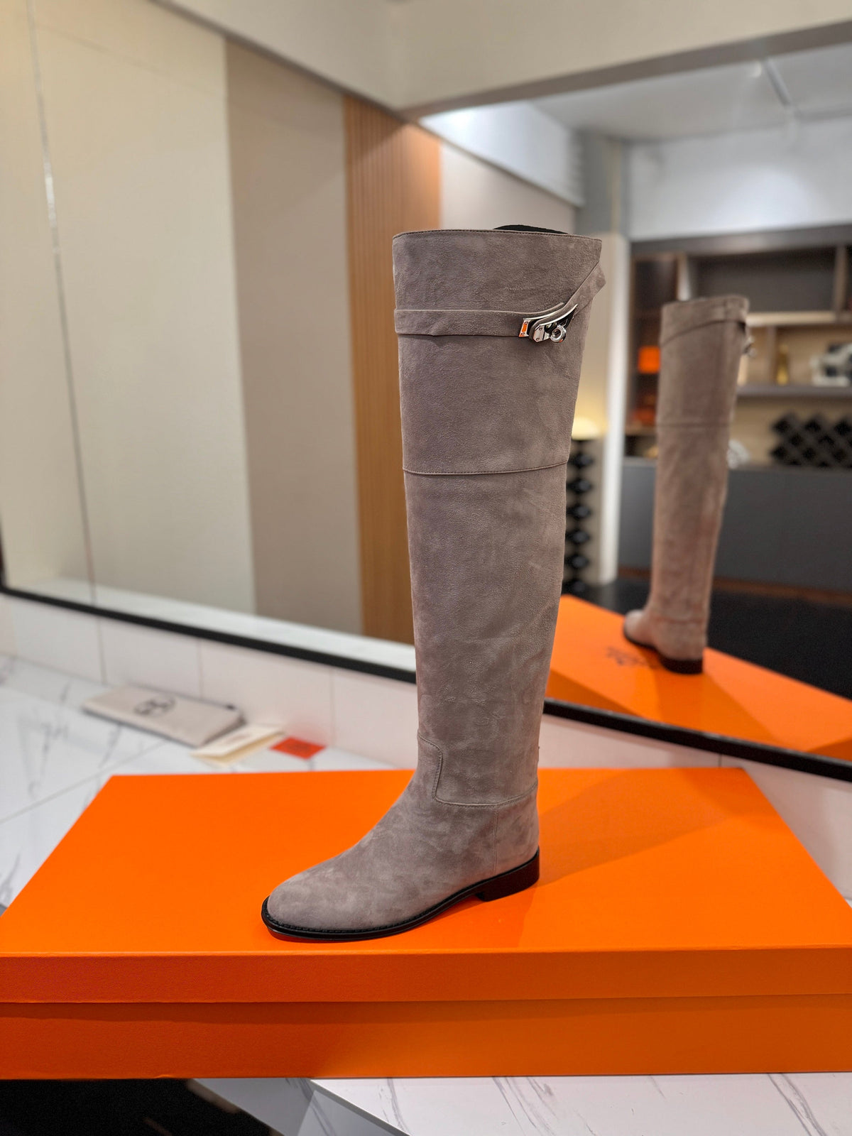 HM 26s Kelly Over the Knee Boots Grey Grey Suede 145103