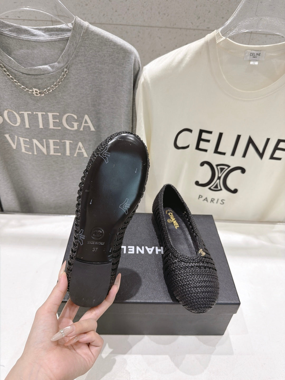 CC 26s Two-Tone Ballet Flats Black Crochet 965102