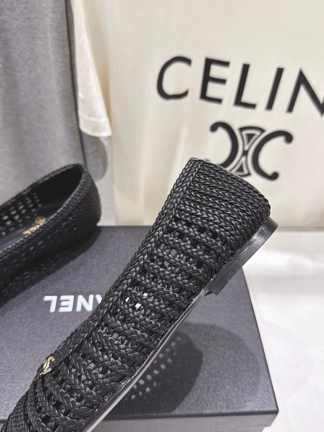 CC 26s Two-Tone Ballet Flats Black Crochet 965102
