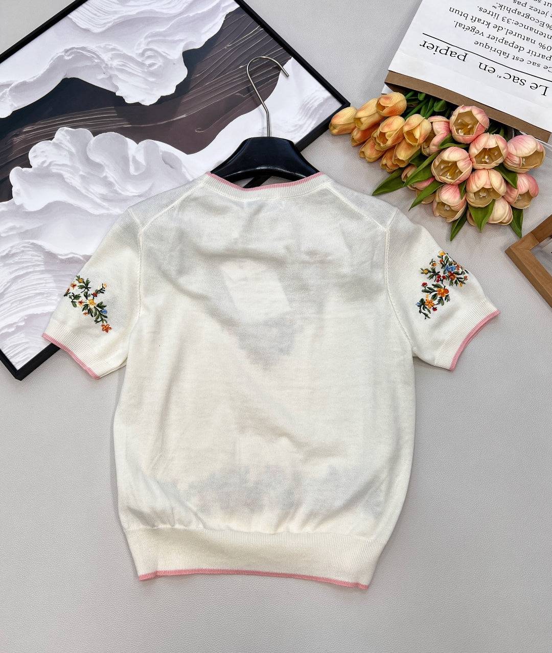 Dior 26s Short-Sleeve Crew-Neck Knit T-Shirt 1124