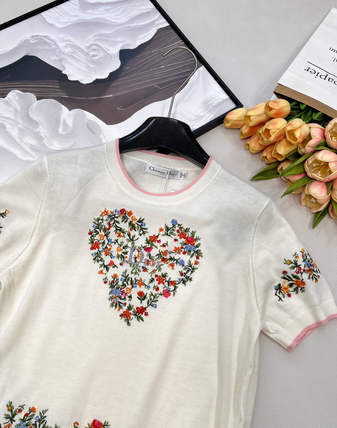 Dior 26s Short-Sleeve Crew-Neck Knit T-Shirt 1124
