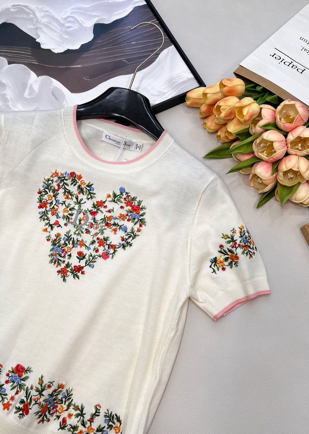 Dior 26s Short-Sleeve Crew-Neck Knit T-Shirt 1124