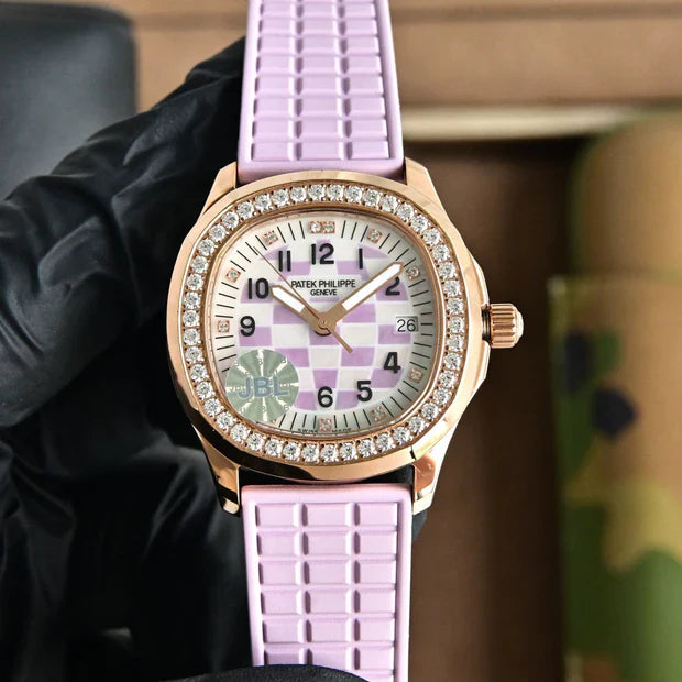 Patek Aquanaut 35.6mm Rose Gold Case Pink Strap Watch