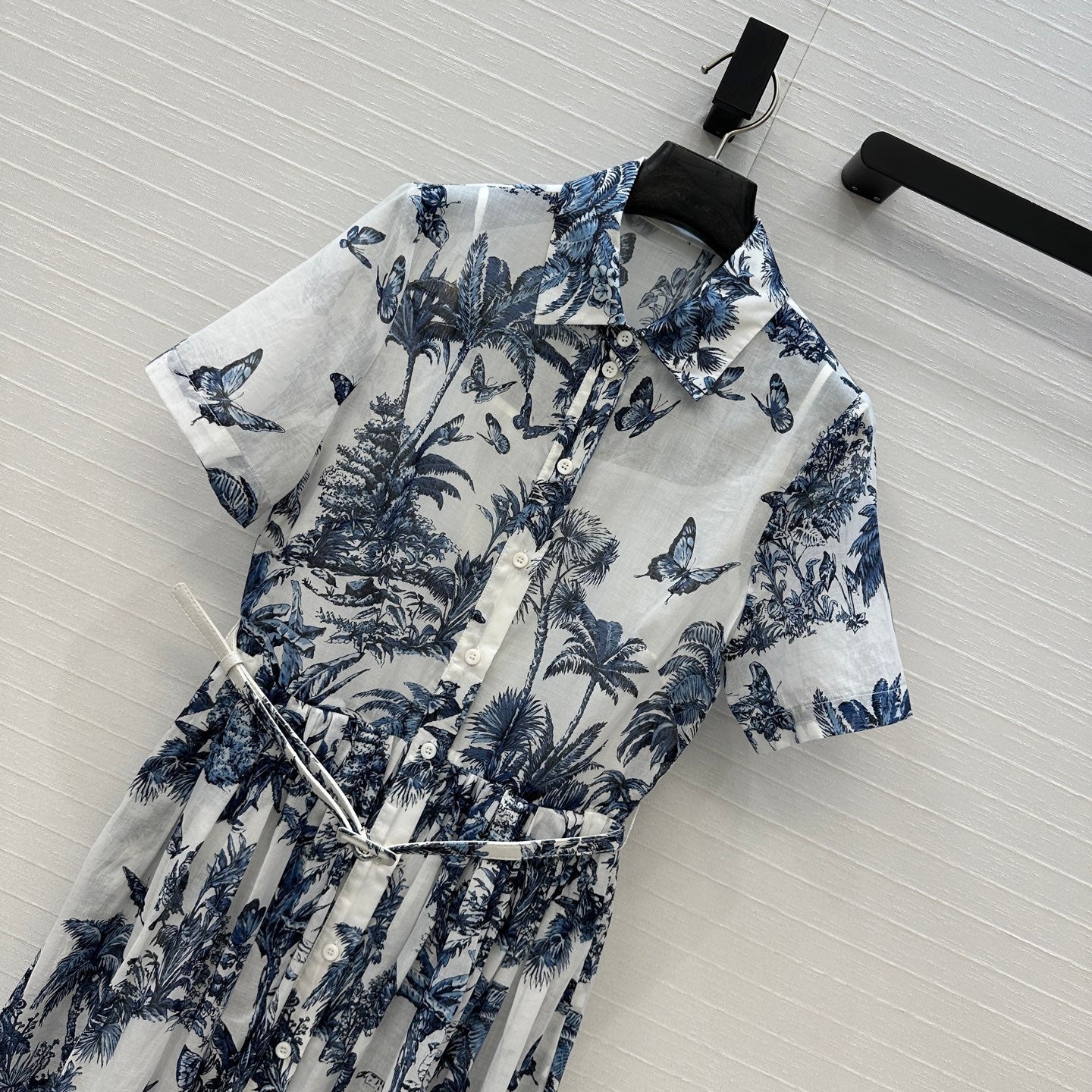CD Dioriviera Mid-Length Shirtdress White Blue Cotton Muslin