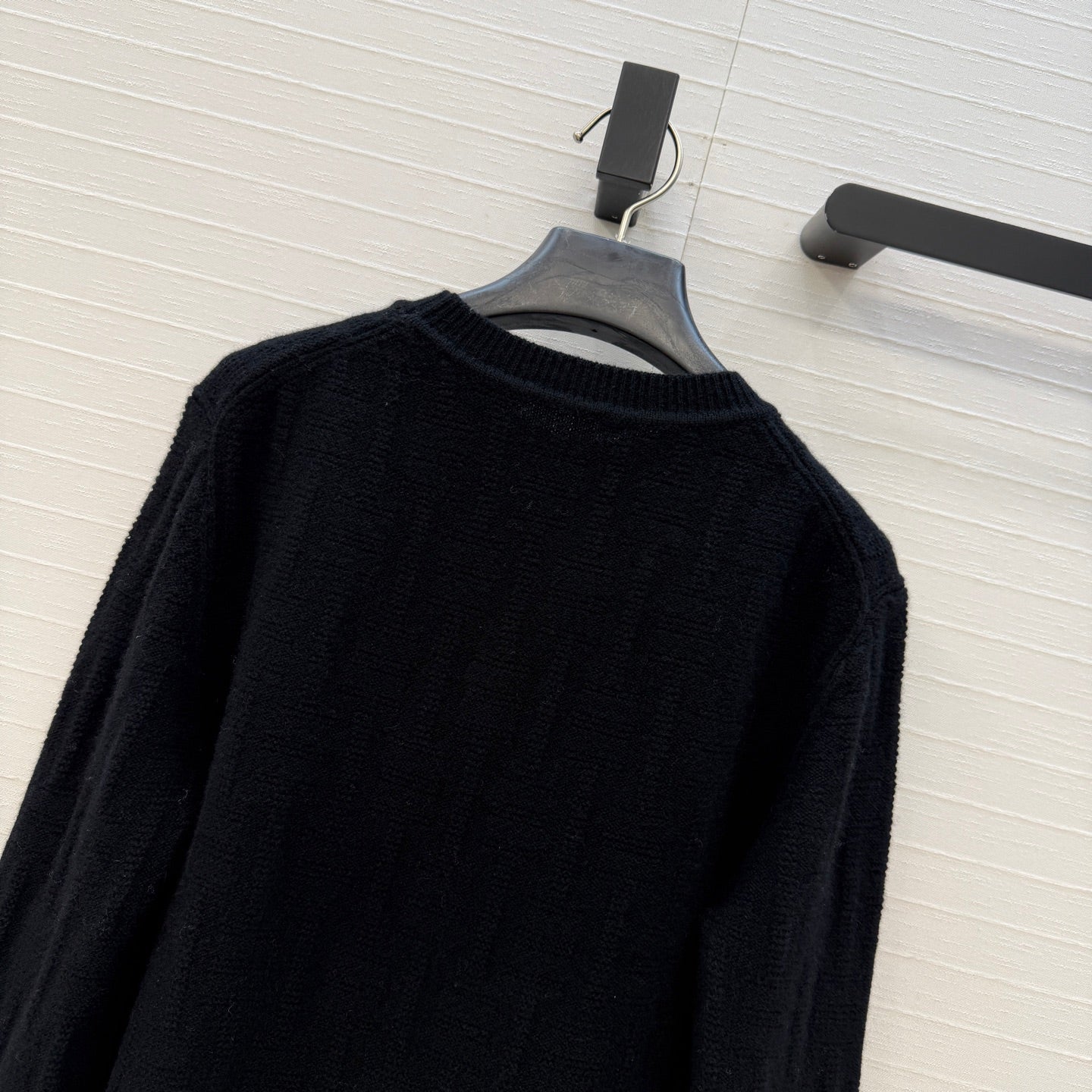 HM Jacquard Pullover Knit Sweater Black Cashmere 402941