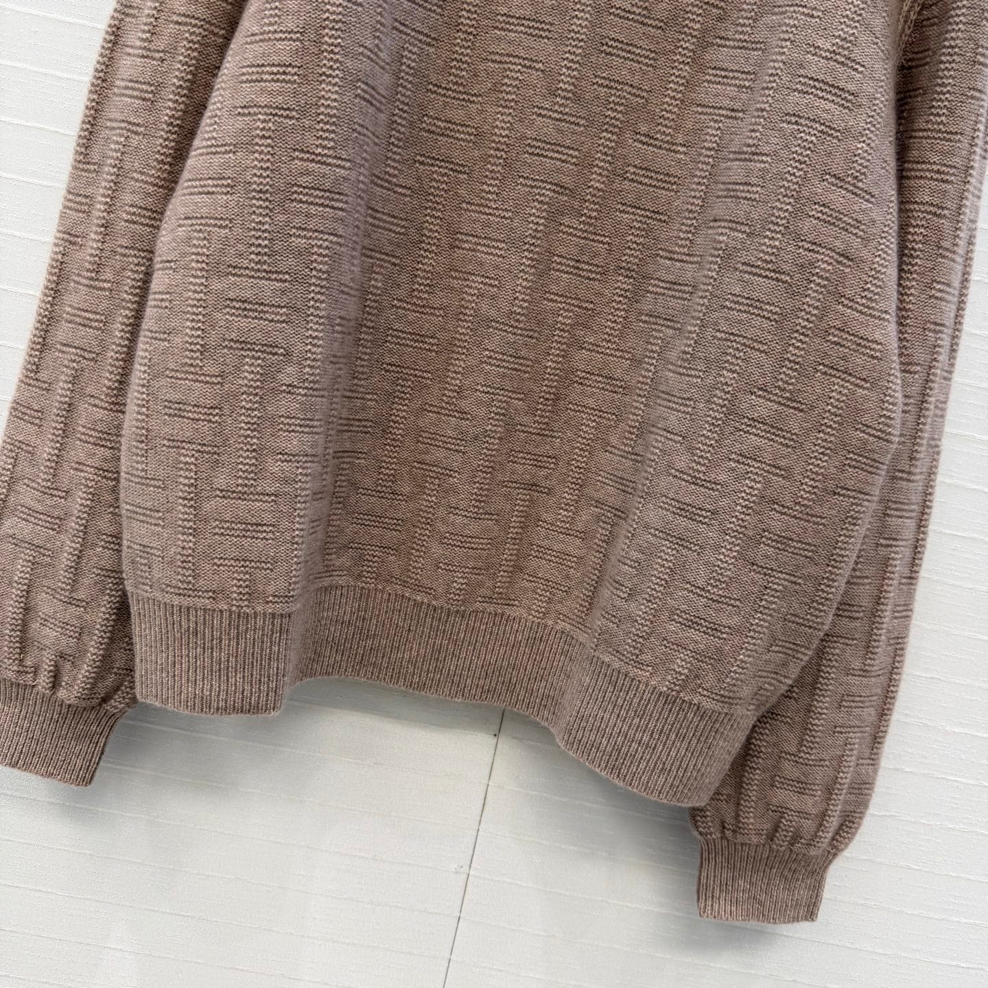 HM Jacquard Pullover Knit Sweater Light Taupe Cashmere 402945