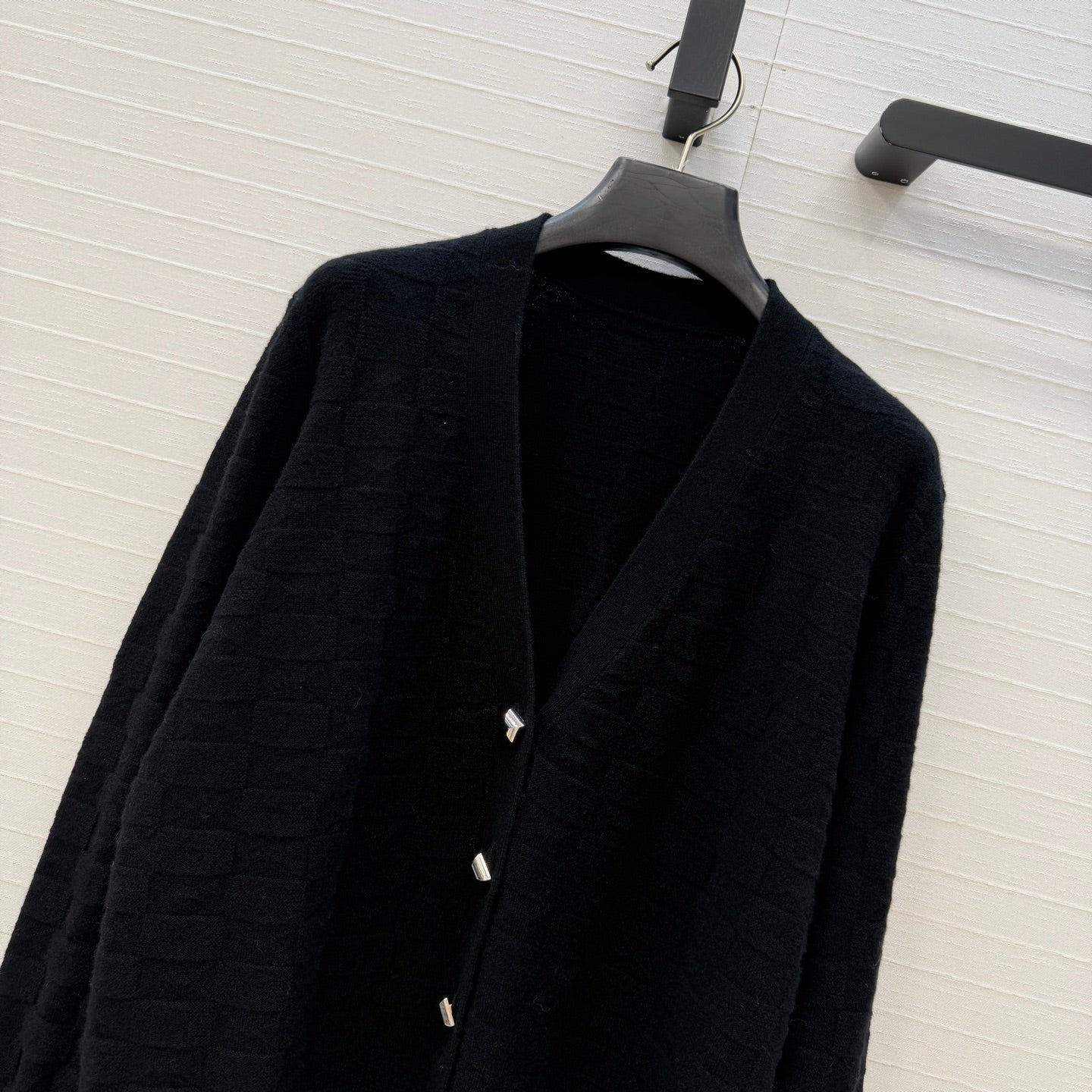 HM Monogram Toweling Cardigan Black Cashmere 402932
