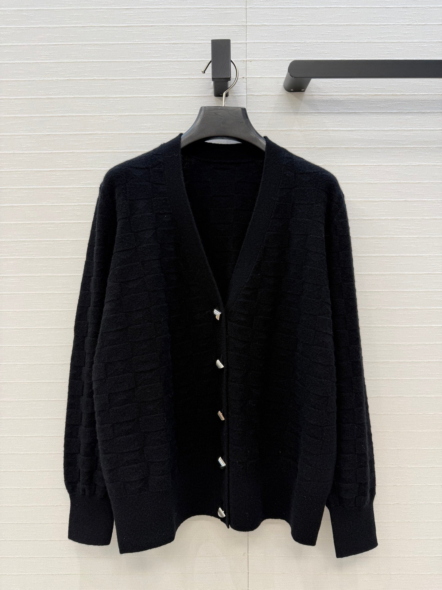 HM Monogram Toweling Cardigan Black Cashmere 402932