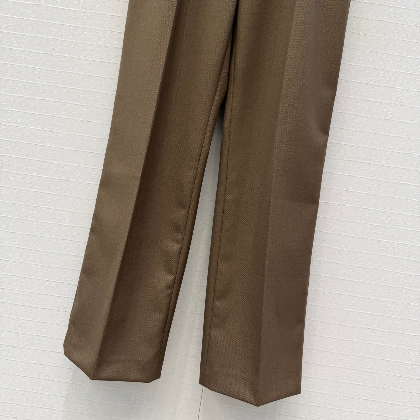 YSL Straight-Leg Trousers Taupe Wool 402916