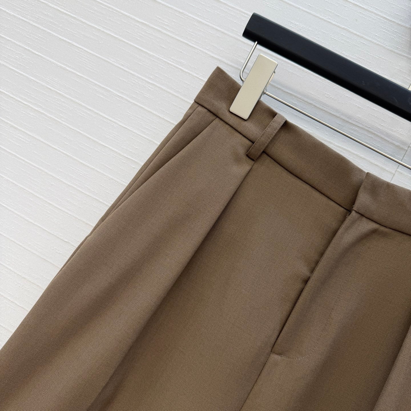 YSL Straight-Leg Trousers Taupe Wool 402916
