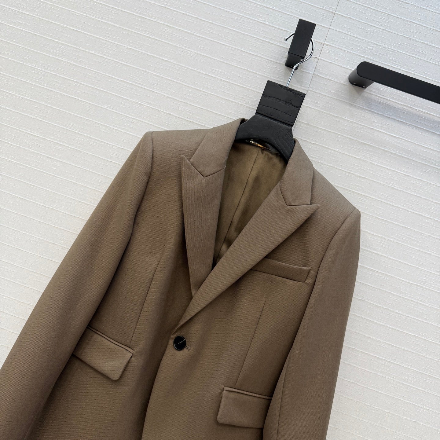 YSL Single-Breasted Jacket Taupe Wool 402919