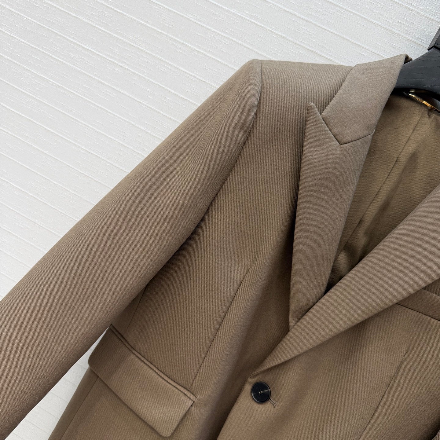 YSL Single-Breasted Jacket Taupe Wool 402919