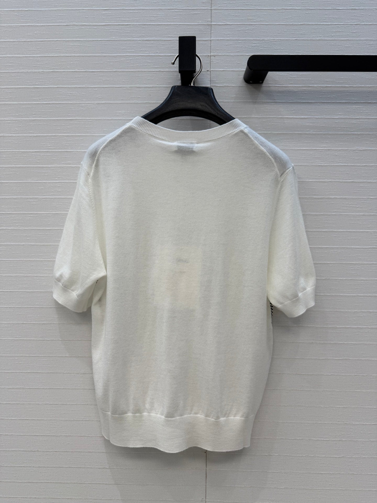 CC 26s Cross-Stitch Knit Short-Sleeved Top White Cashmere 409390