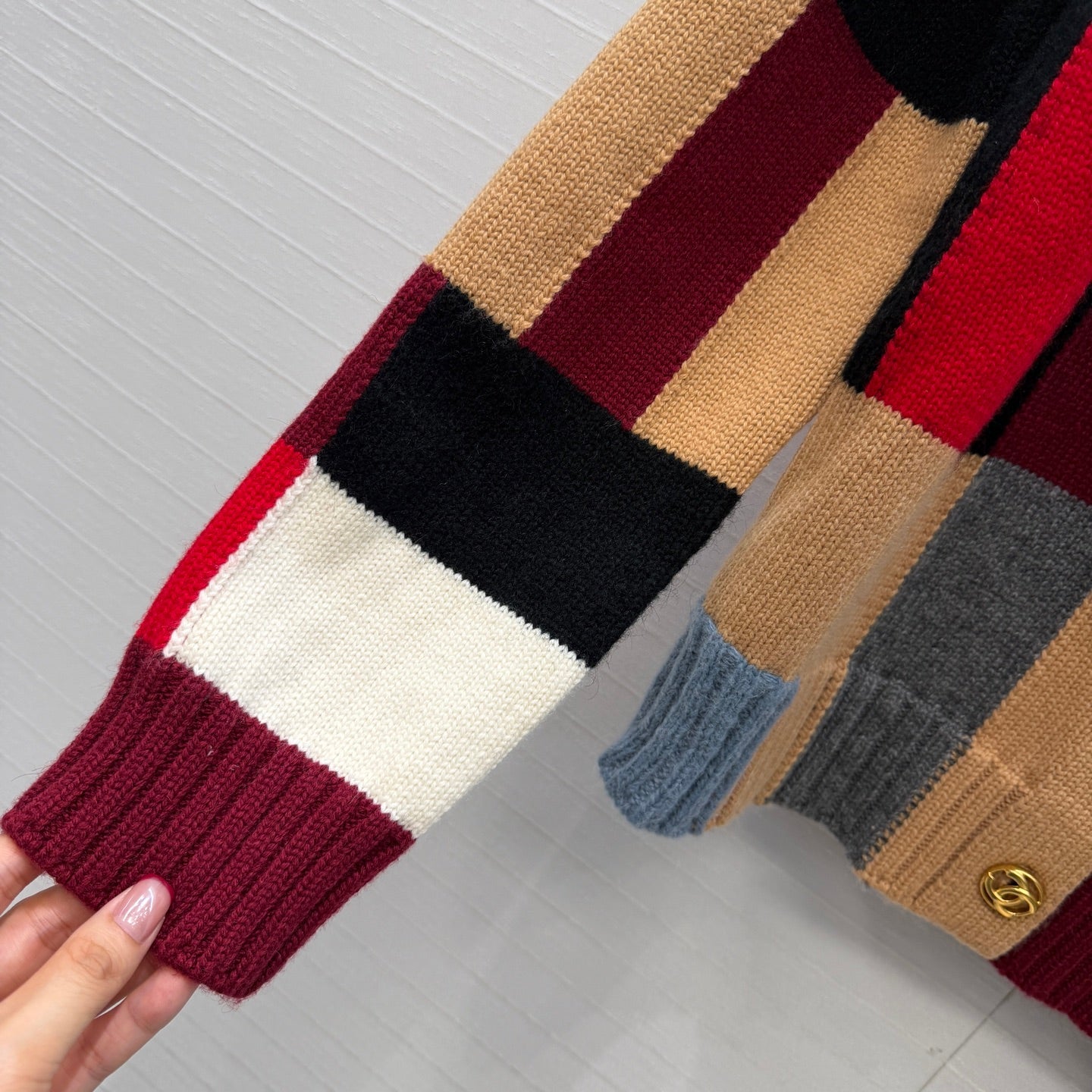 CC FW 26s Cardigan Black Red Multicolor Cashmere Wool 414711