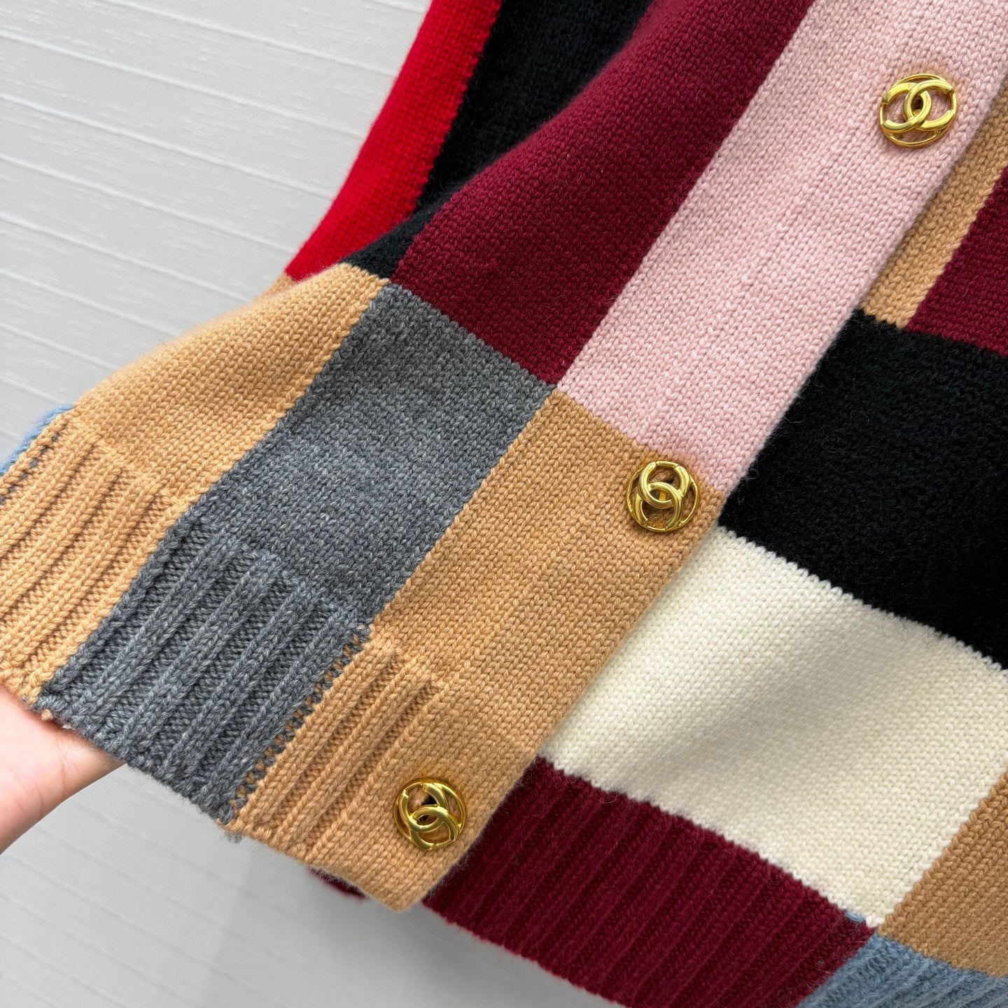 CC FW 26s Cardigan Black Red Multicolor Cashmere Wool 414711