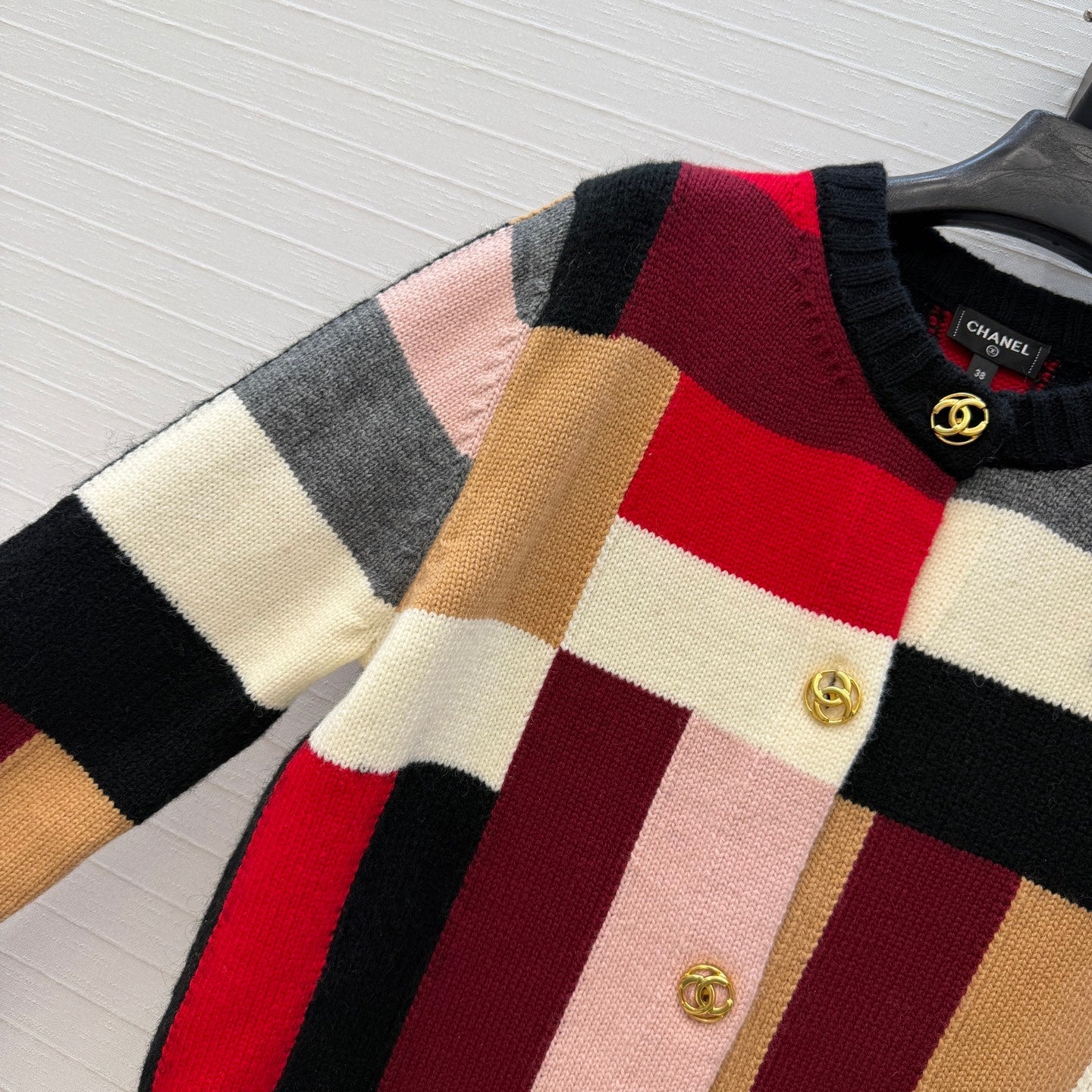 CC FW 26s Cardigan Black Red Multicolor Cashmere Wool 414711