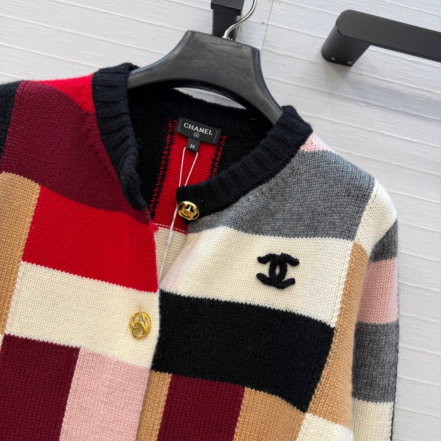 CC FW 26s Cardigan Black Red Multicolor Cashmere Wool 414711