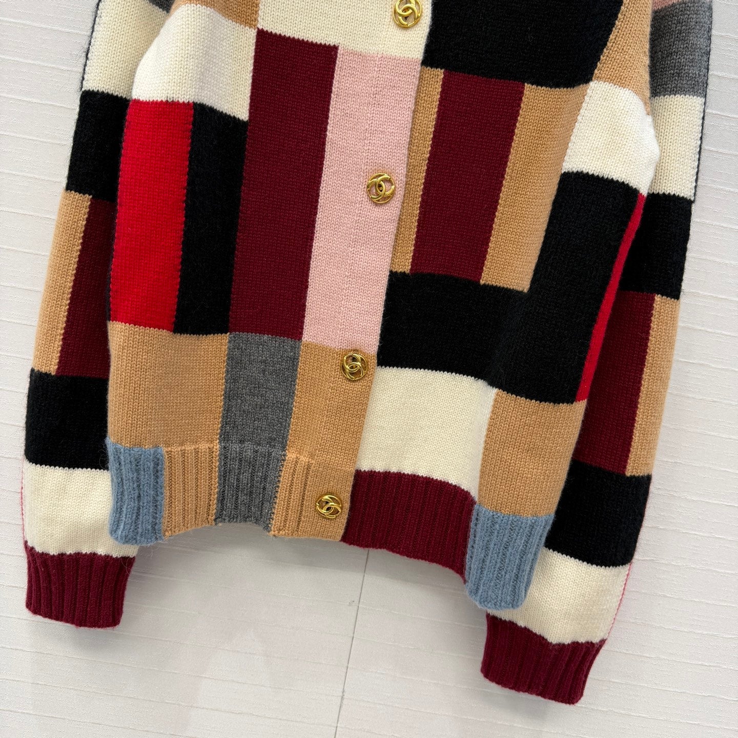 CC FW 26s Cardigan Black Red Multicolor Cashmere Wool 414711