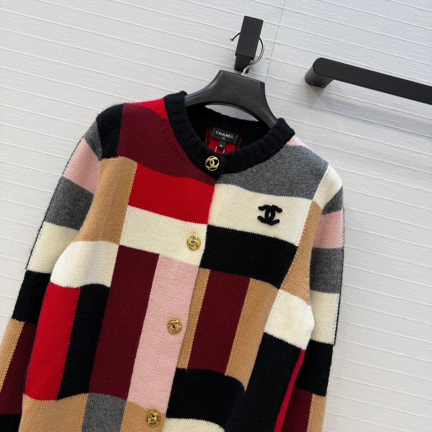 CC FW 26s Cardigan Black Red Multicolor Cashmere Wool 414711