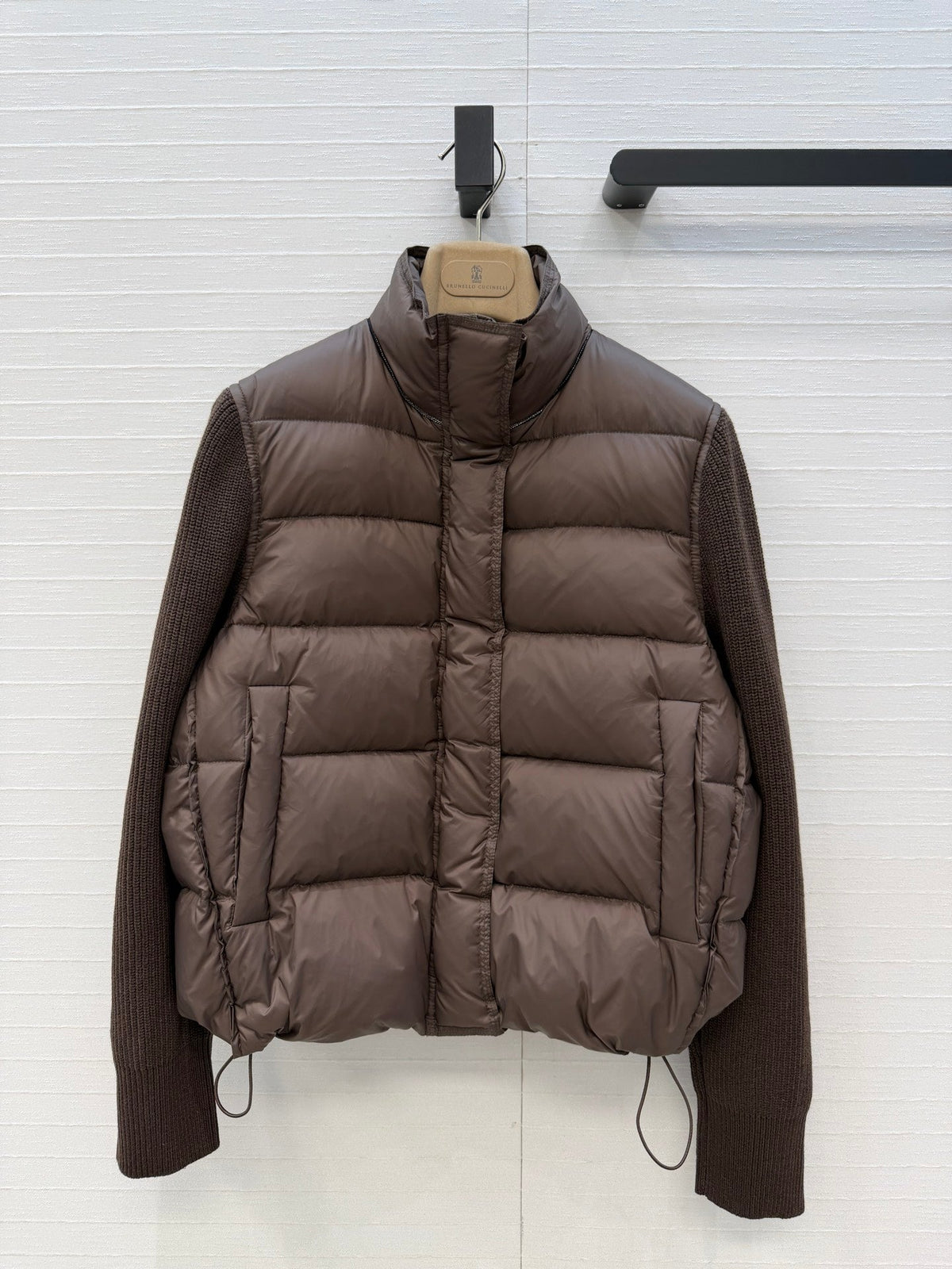 BC 26s Knit Sleeves Down Jacket Brown Nylon Wool 428570