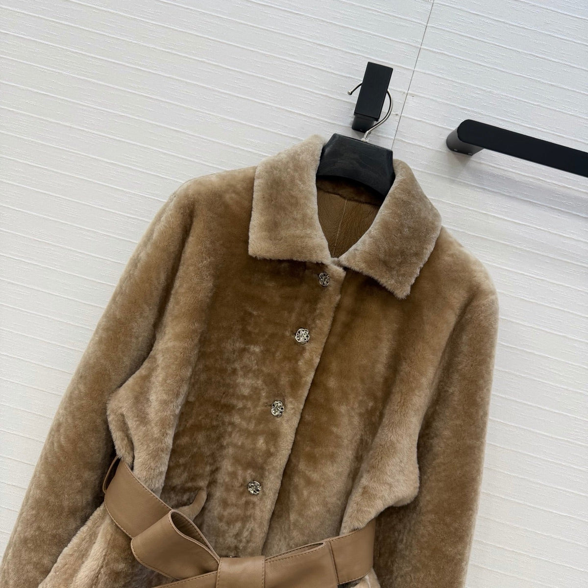 Chanel 26S Belted Shearling Jacket 440448