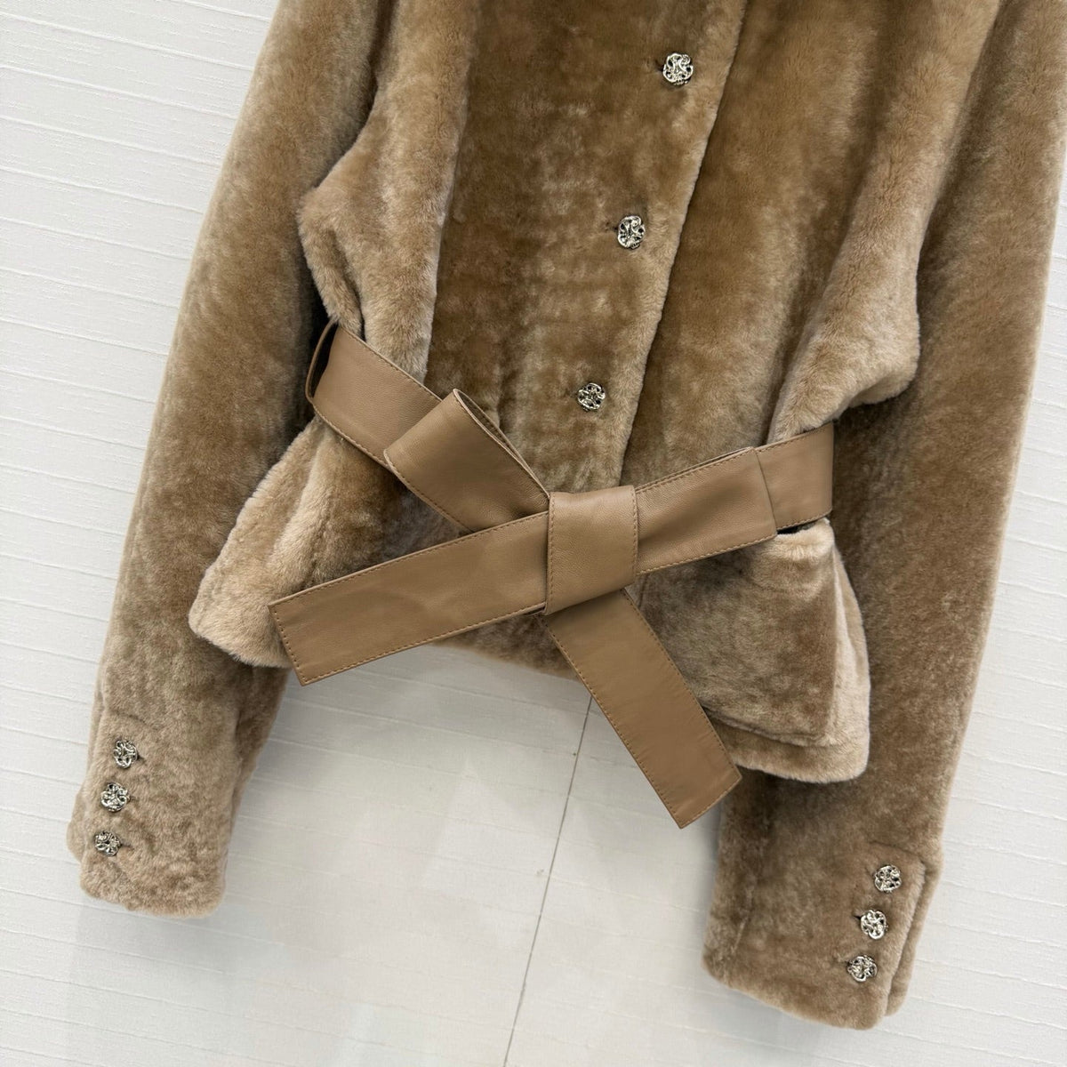 Chanel 26S Belted Shearling Jacket 440448