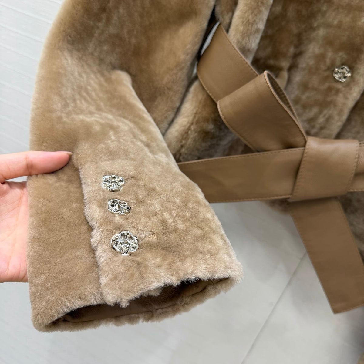 Chanel 26S Belted Shearling Jacket 440448