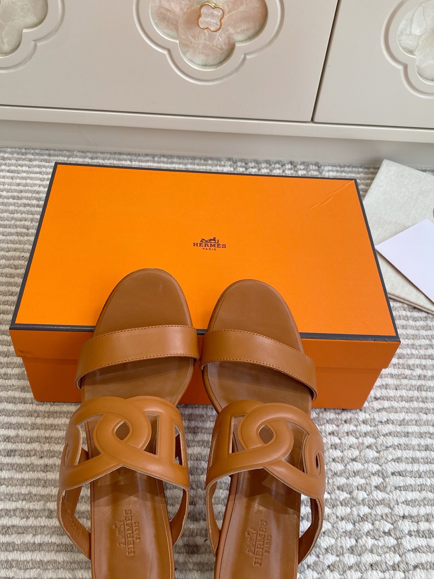 HM Lipari Sandal 7cm Tan Leather 776545