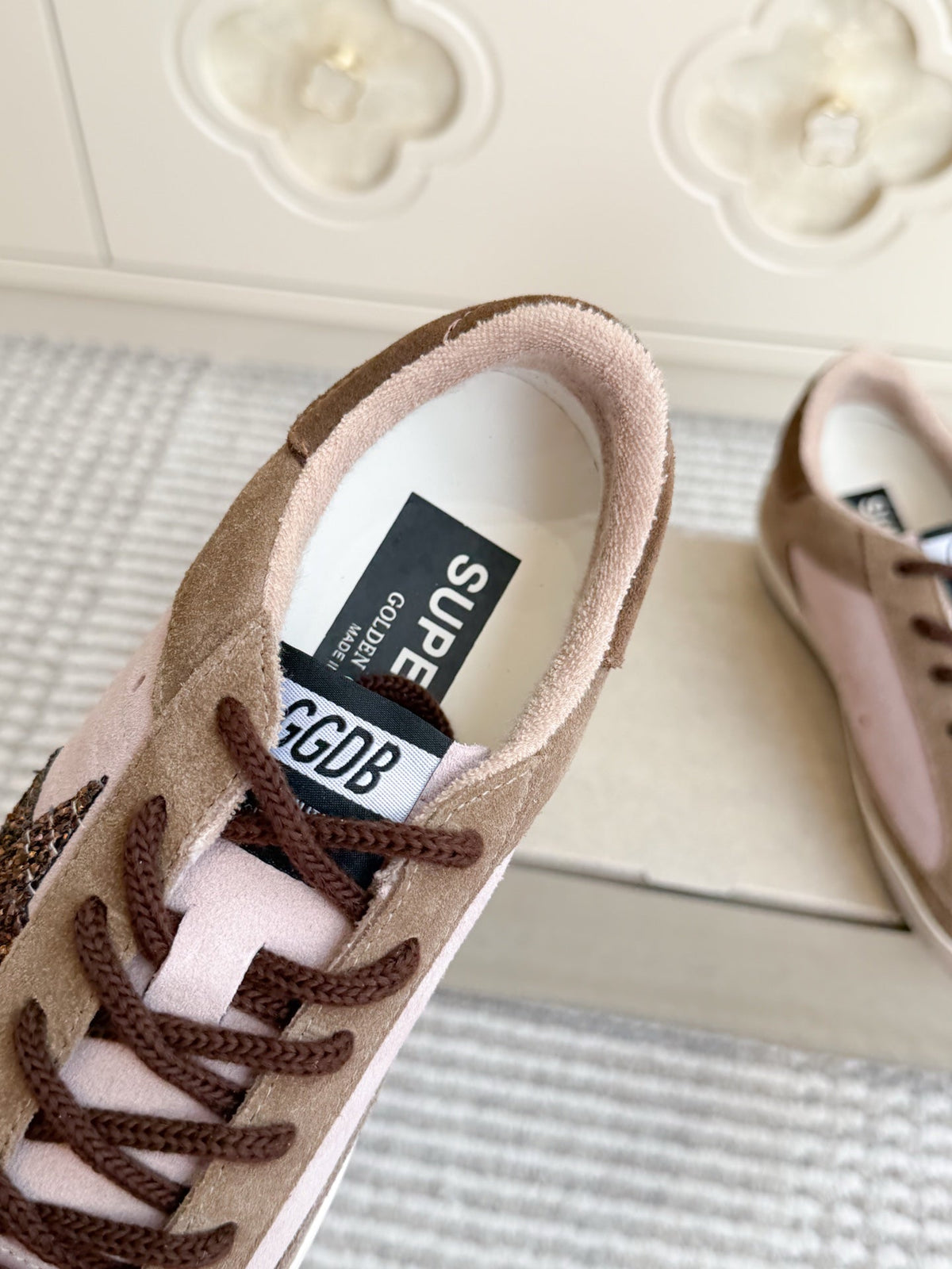 GGDB Sneakers Pink Suede Glitter Star 122359